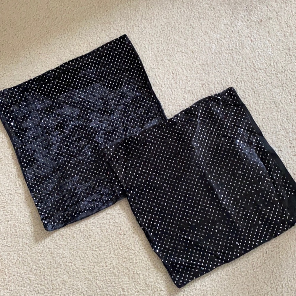 Handmade in India Black and Sequin Pillow Covers
